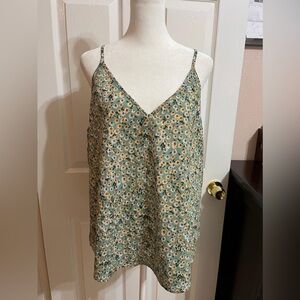 💚 SHEIN Green and yellow floral tank top